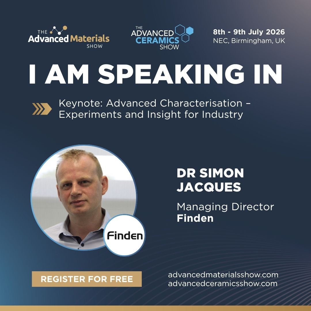 photo of Dr Simon Jacques and text I am speaking in Advanced Characterisation – Experiments and Insight for Industry